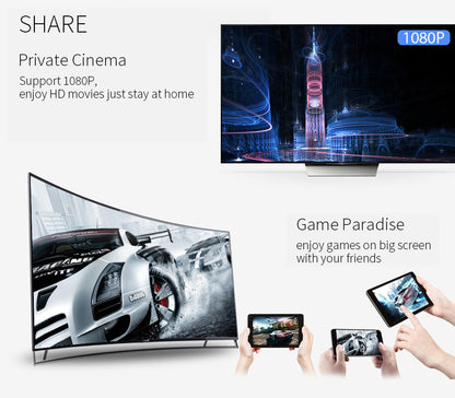 Wireless Screen Mirroring Device for Apple and Android