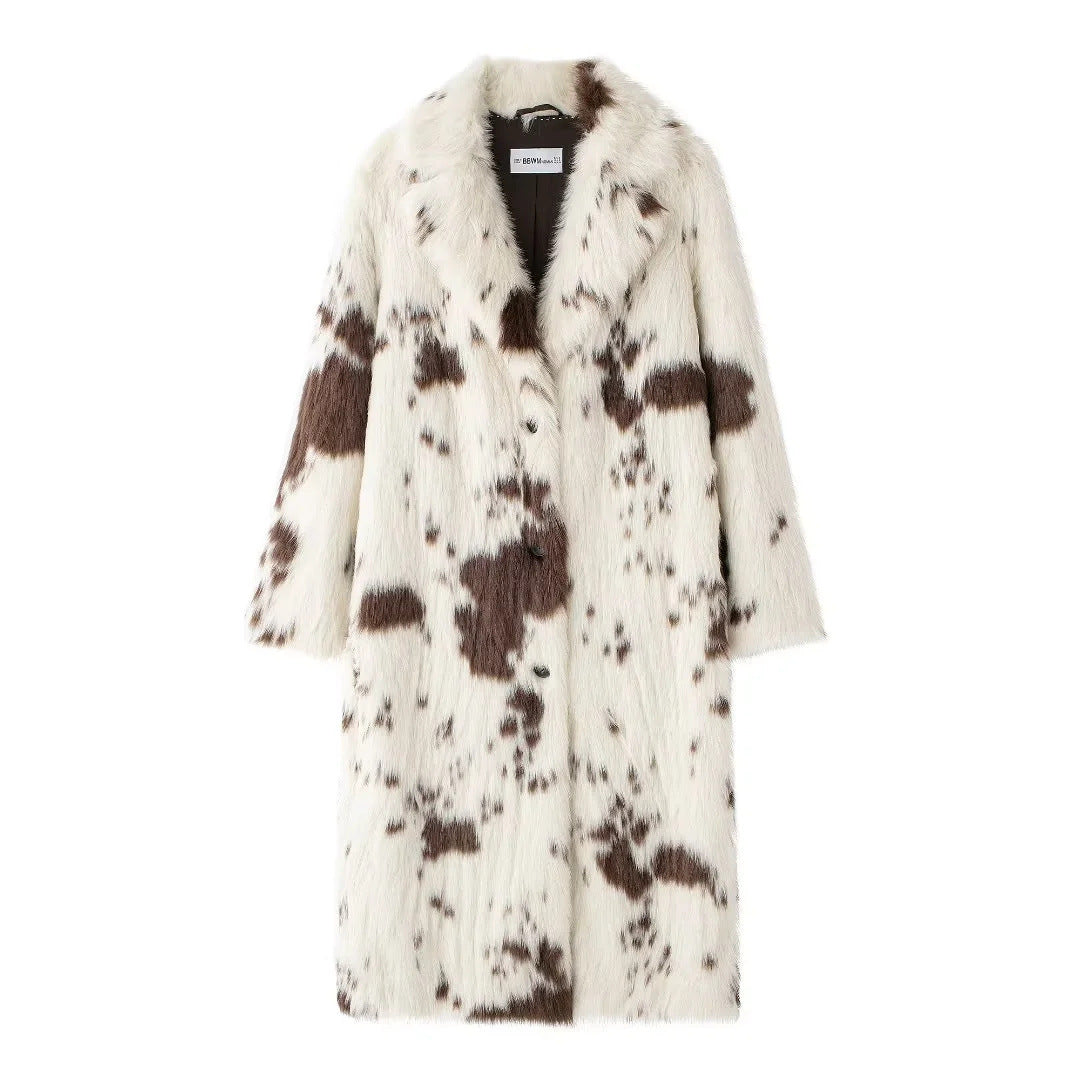 Women's Animal Pattern Imitation Fur Coat