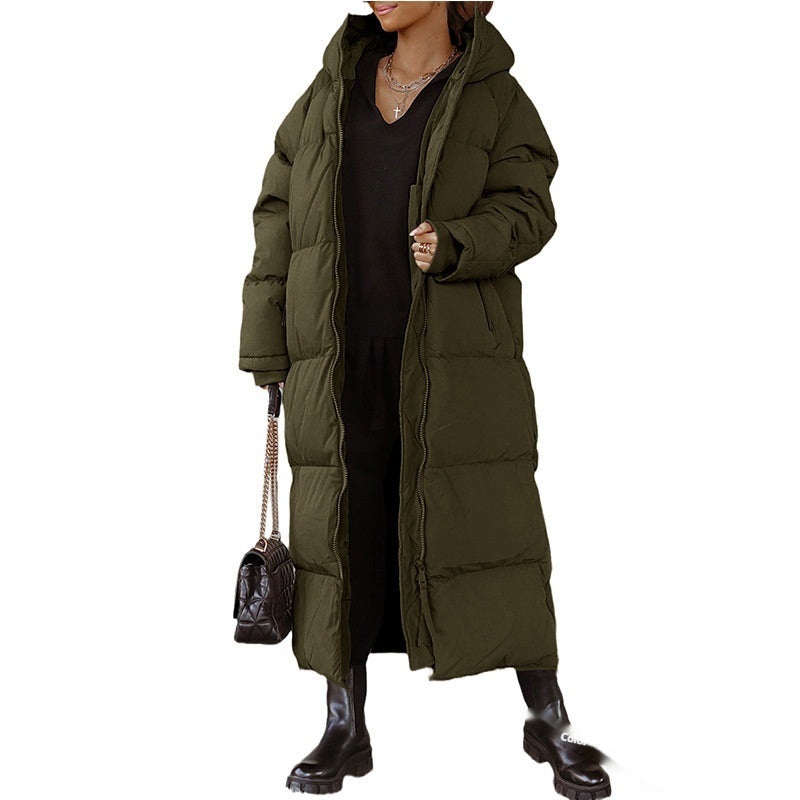 Women Hooded Long Casual Zip Coat