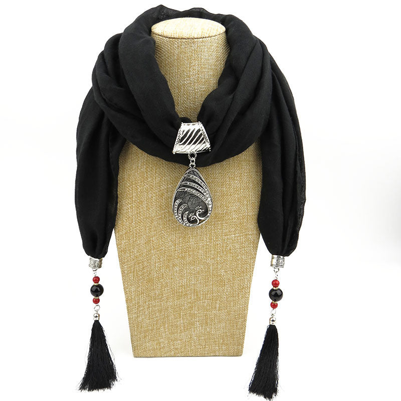 Ethnic Style Peacock Pendant Gem Tassel Scarf Shawl Autumn And Winter Women's Scarf