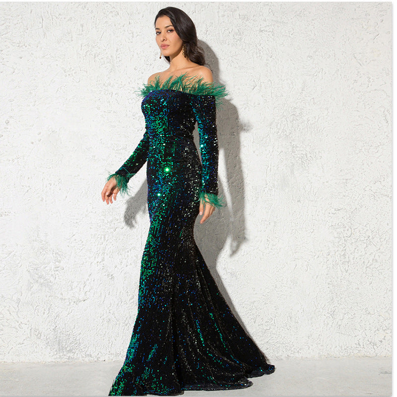 Off-the-shoulder Fishtail Party Formal Dress