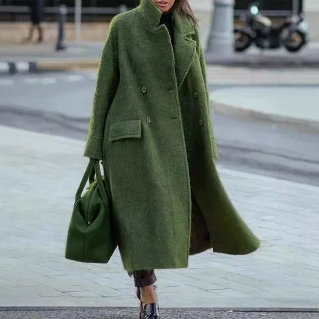 Pure Color Warm Keeping Woolen Coat