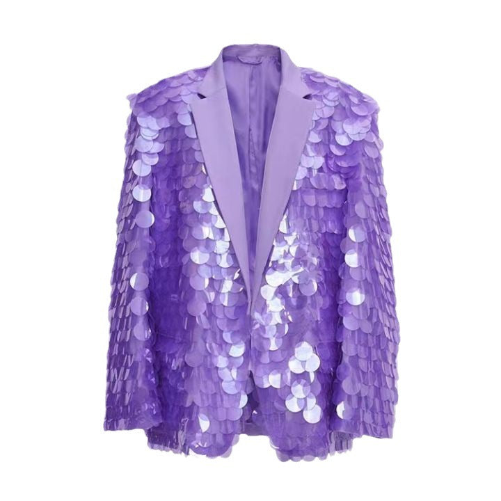 Loose Sequin Fashion Suit Top High Dinner Party Temperament Coat