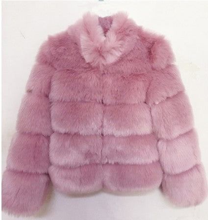 Fox Fur Slimming Stand Collar Splicing Coat