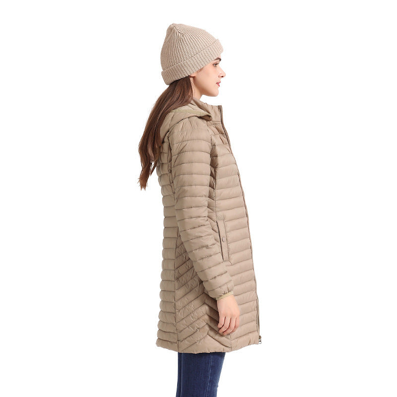 Women Lightweight Mid-length Slim-fit Cotton-padded Jacket