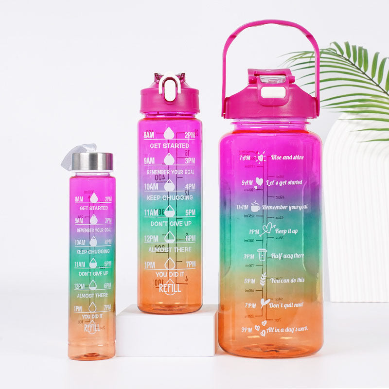 3-in-1 Motivational Water Bottles Set with Gradient Color Design - Mallora Shop