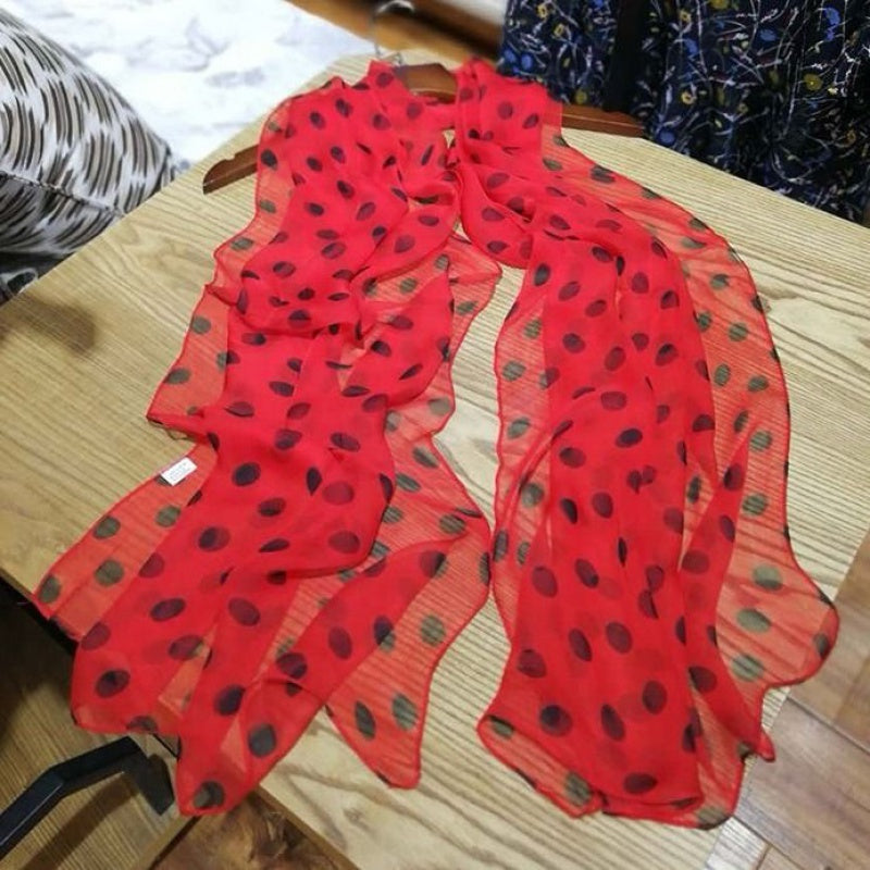 Fashion Women's Long Polka Dot Gauze Shawl