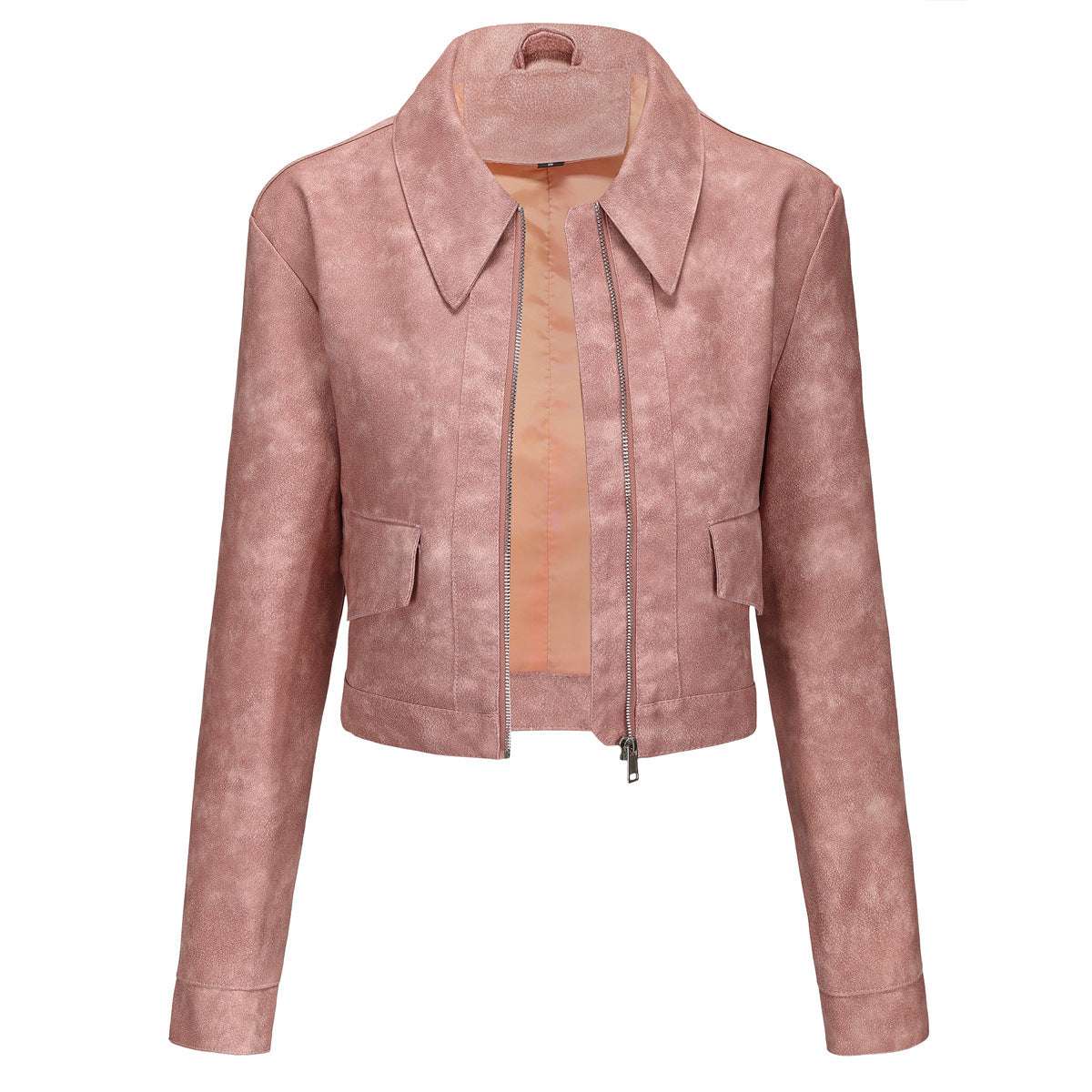 Women's Long-sleeved Fashionable Faux Leather Jacket