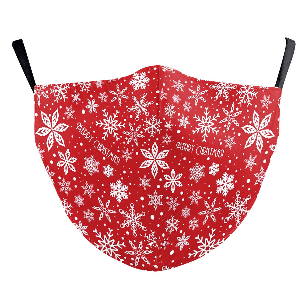 Snowflake Christmas Red Digital Printing Double-layer Dust Mask