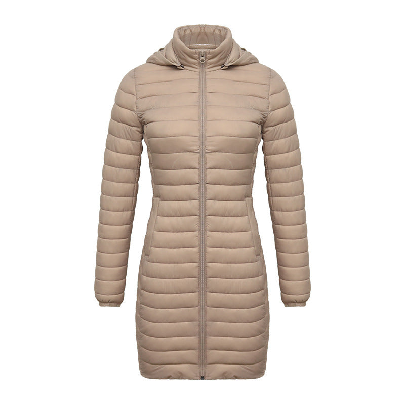 Women Lightweight Mid-length Slim-fit Cotton-padded Jacket