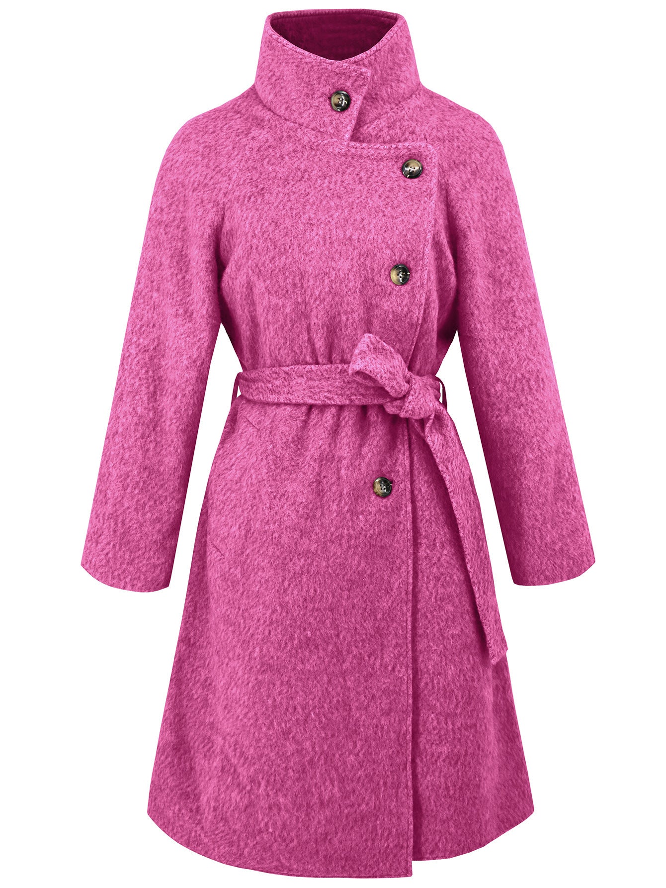 Solid Color Woolen Coat Warm Thickened