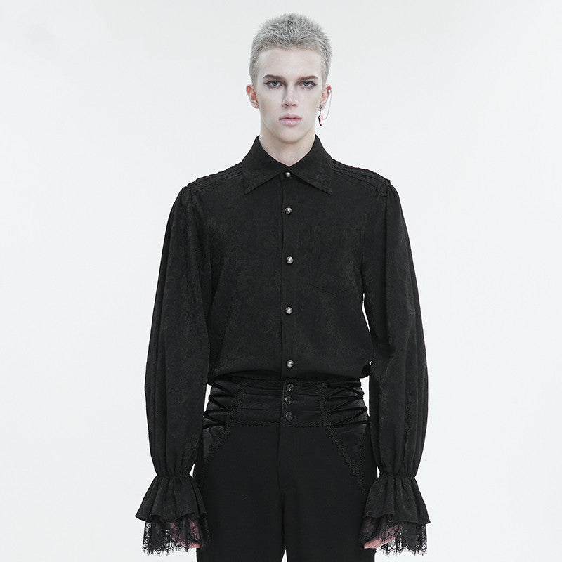 Men Ruffled Gothic Long Sleeved Shirt