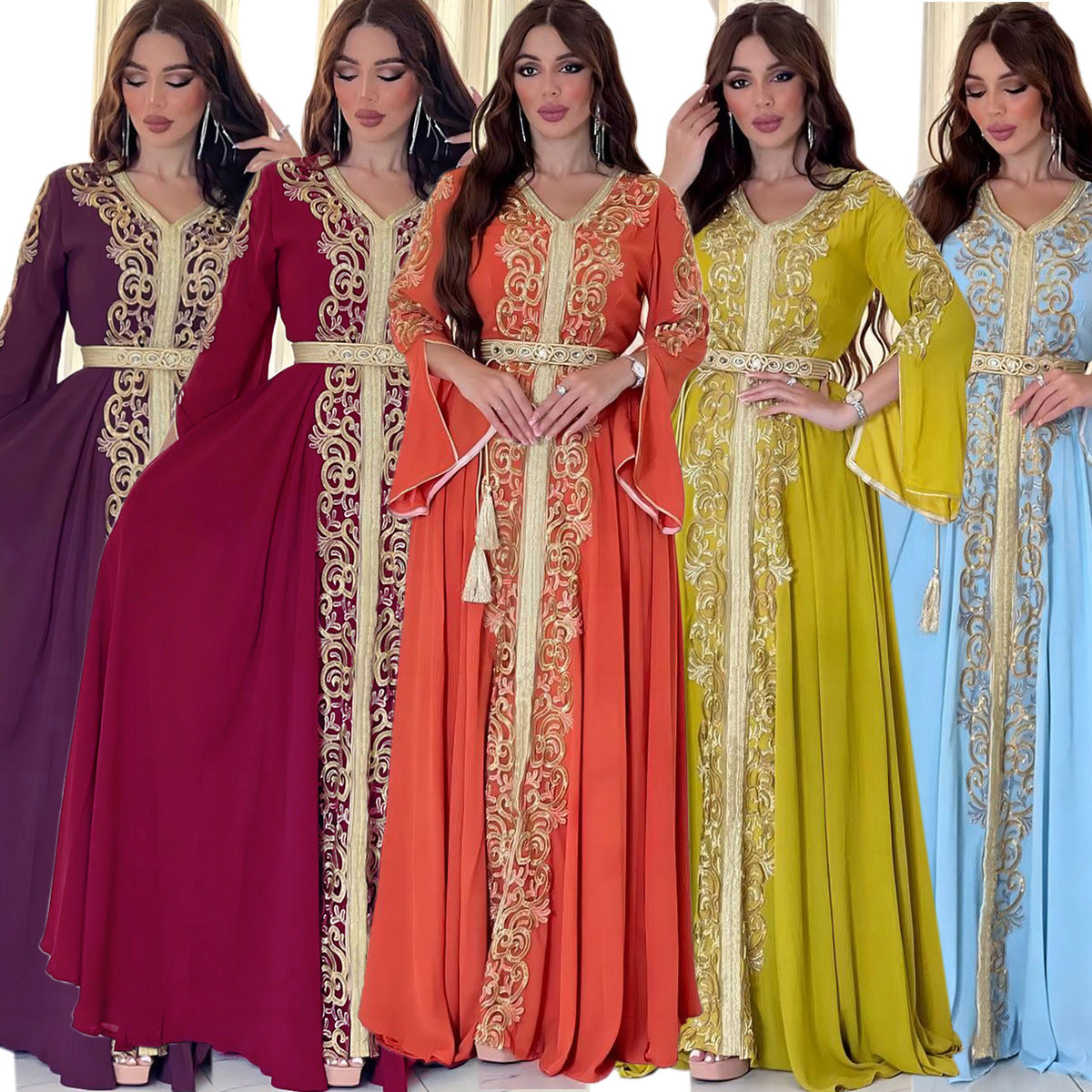 3737 Guerbang Arab Dubai Foreign Trade Embroidery Applique Dress