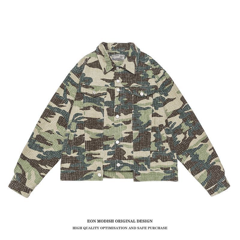 Women Street Retro Style Camouflage Cargo Jacket Coat