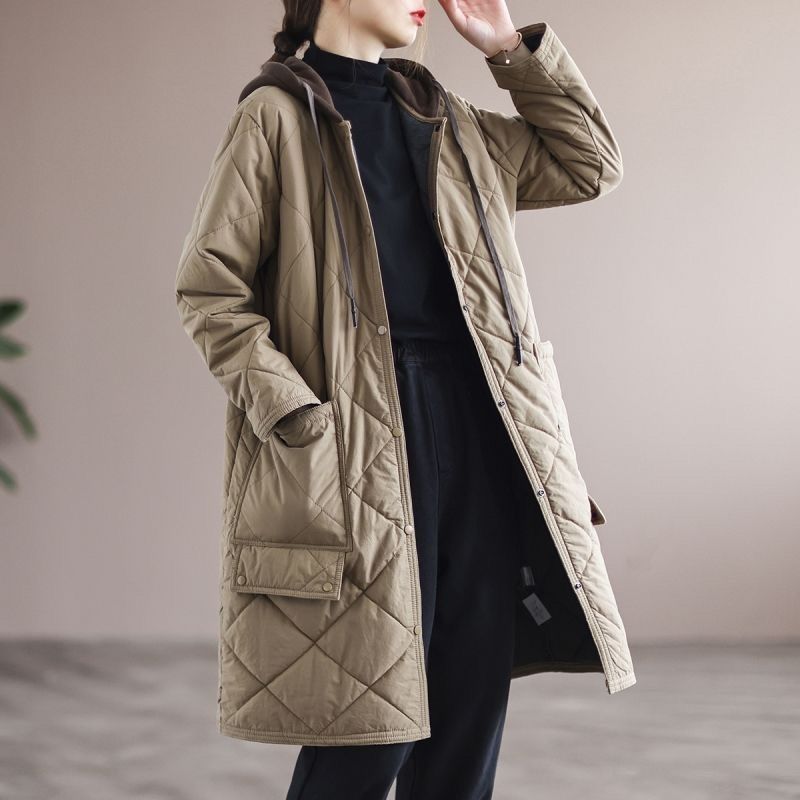 Hooded Large Pocket Long Warmth Retention Material Clothes Trench Coat