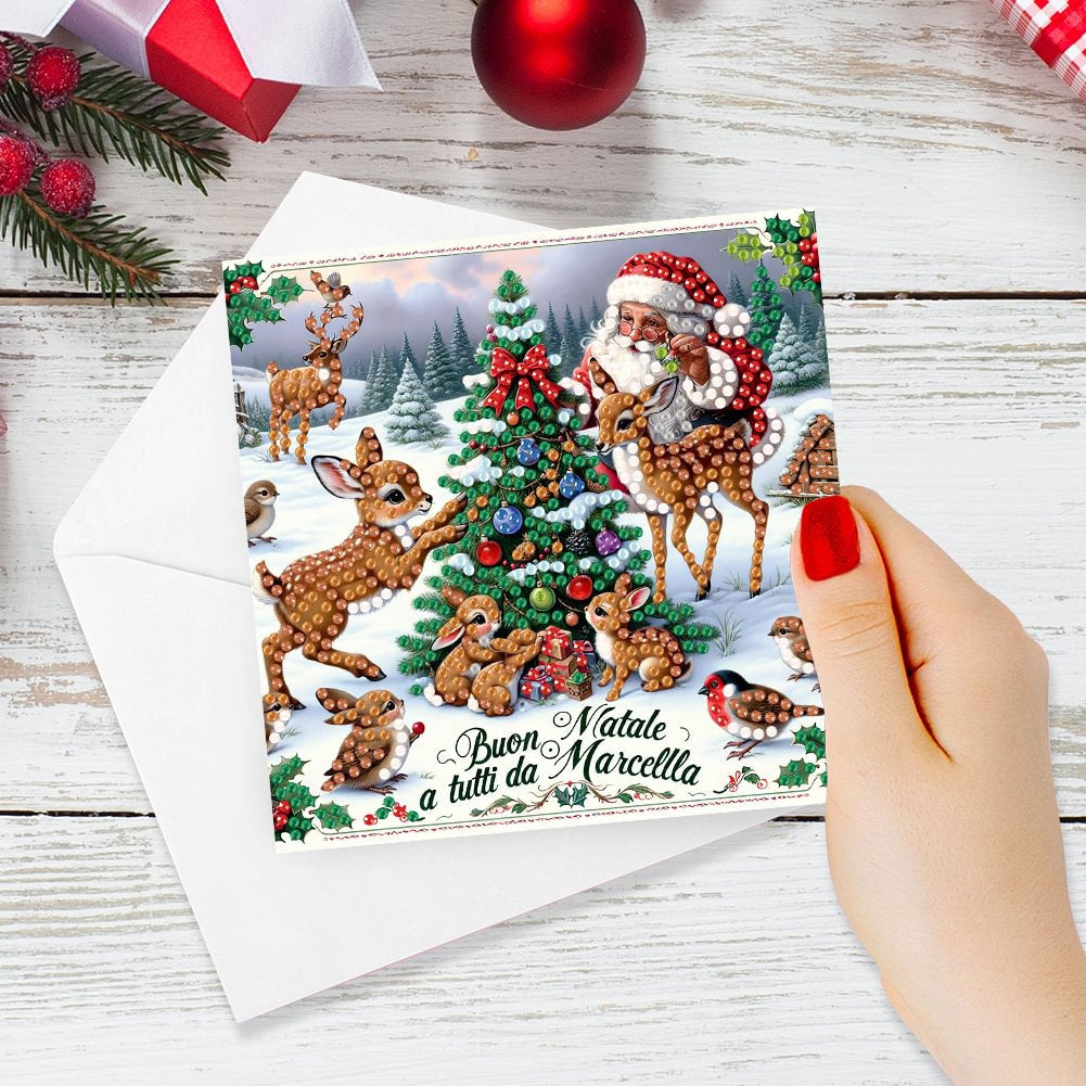 Christmas Holiday Diamond Painted Spot Drill 6 Combination Style Greeting Cards