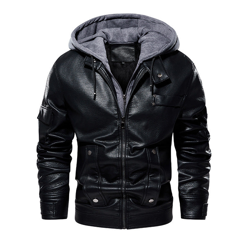 Men's US Size Leather Coat Fashionable Warm