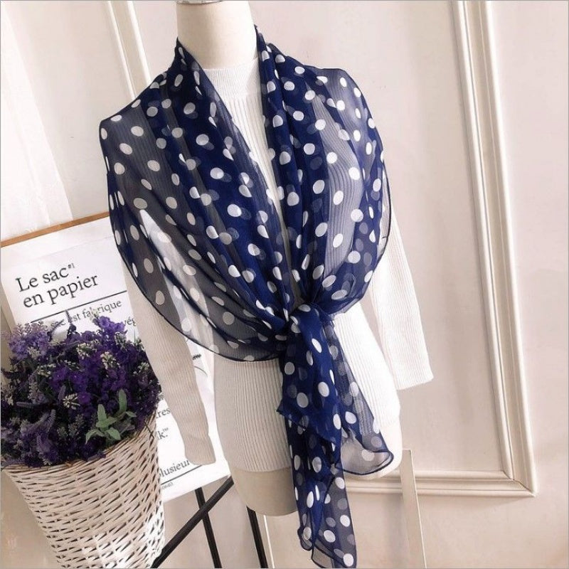 Fashion Women's Long Polka Dot Gauze Shawl