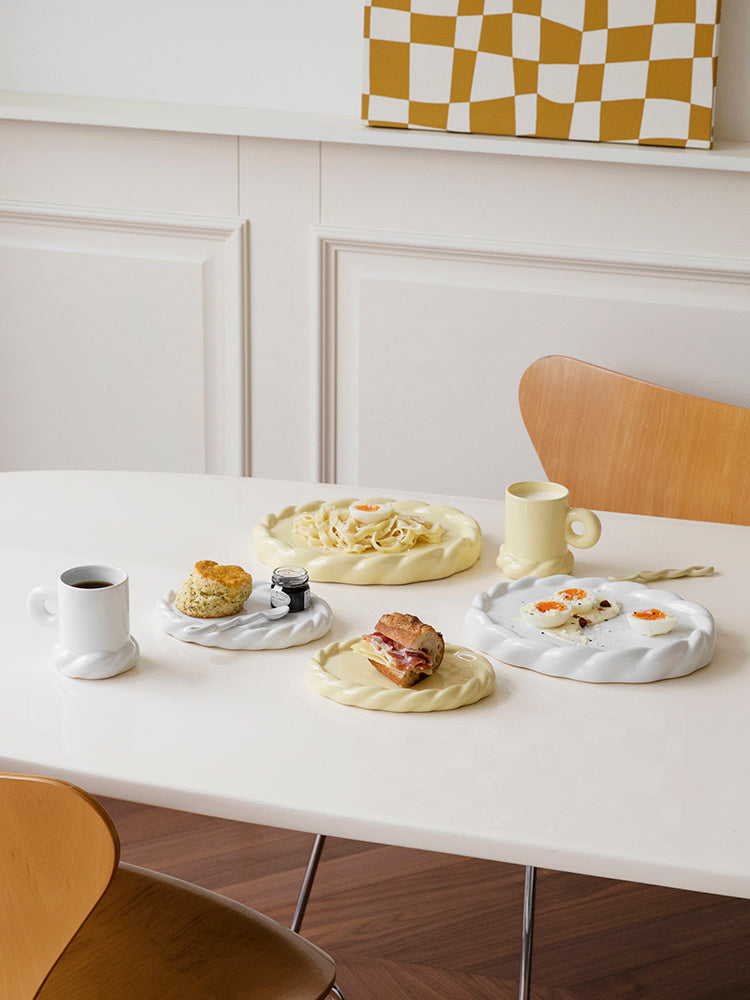 Original Design Simple Solid Color Household Ceramic Western Dinner Plate