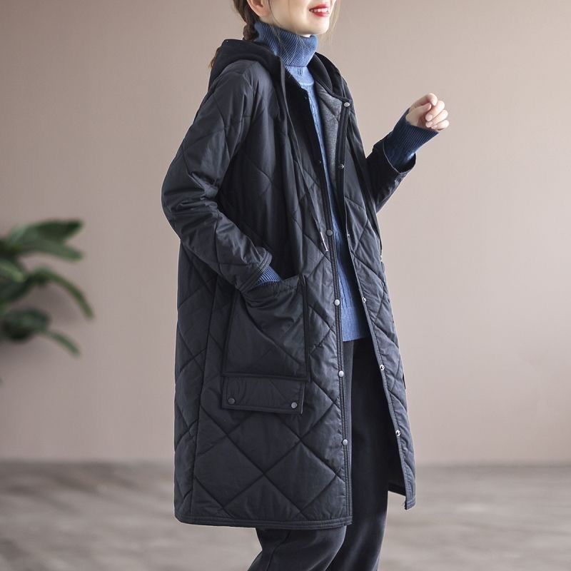 Hooded Large Pocket Long Warmth Retention Material Clothes Trench Coat