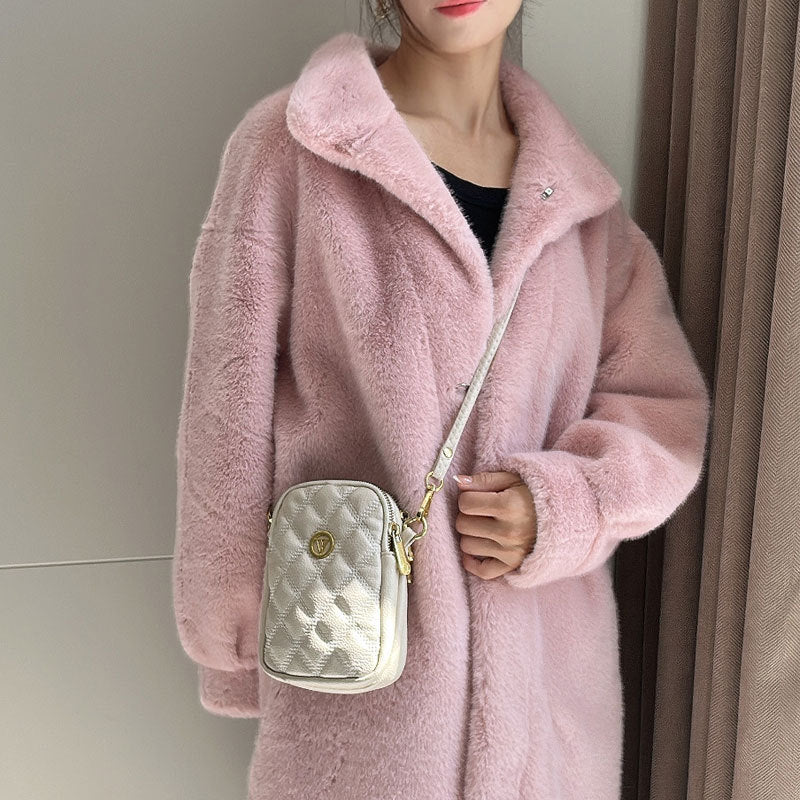 Women Plush Mink Faux Fur Coat