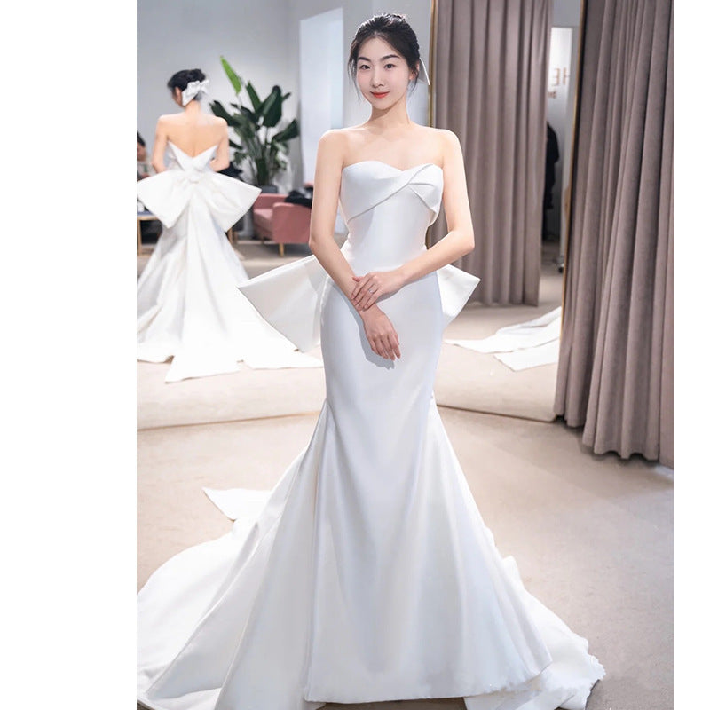 The New Small Trailing Temperament Trailing Simple And Thin Mermaid Wedding Dress