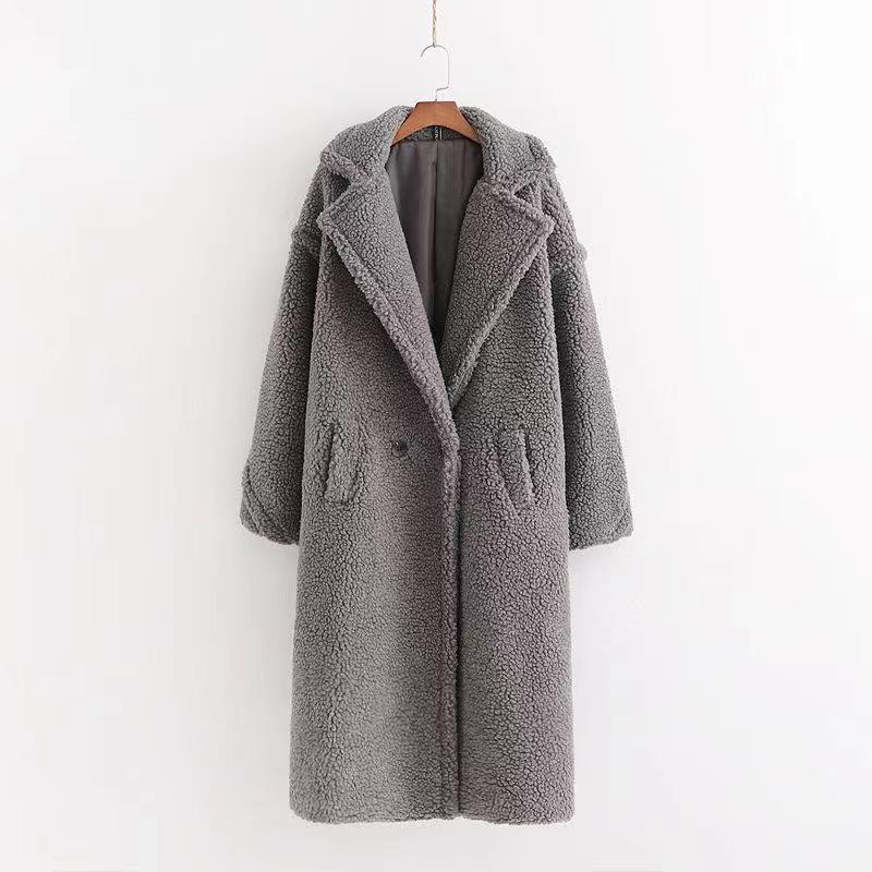 Women's Artificial Teddy Long-sleeved Thickened Thermal Long Coat