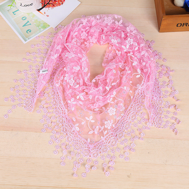 Women's New Creative Lace Fringed Silk Scarf