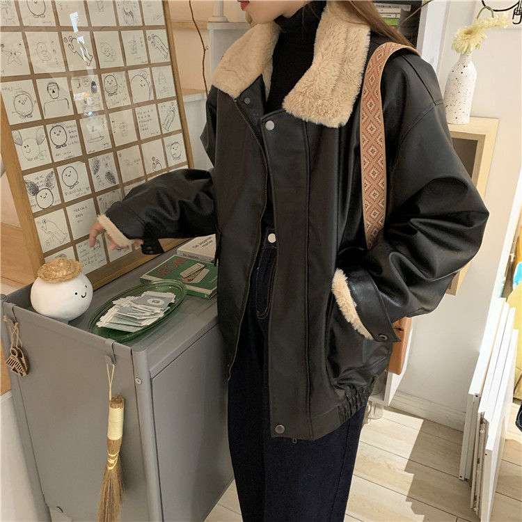 Zipper Retro Fashion Elegance Leather Coat Women's Autumn And Winter