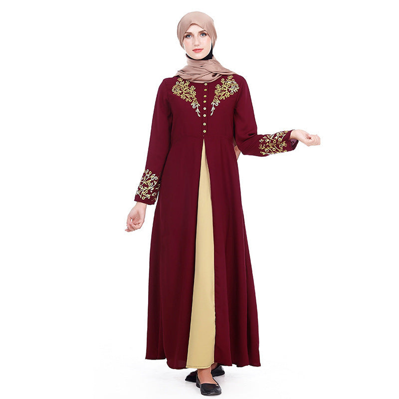 Robe Fashion Bronzing Print Middle Eastern Dress