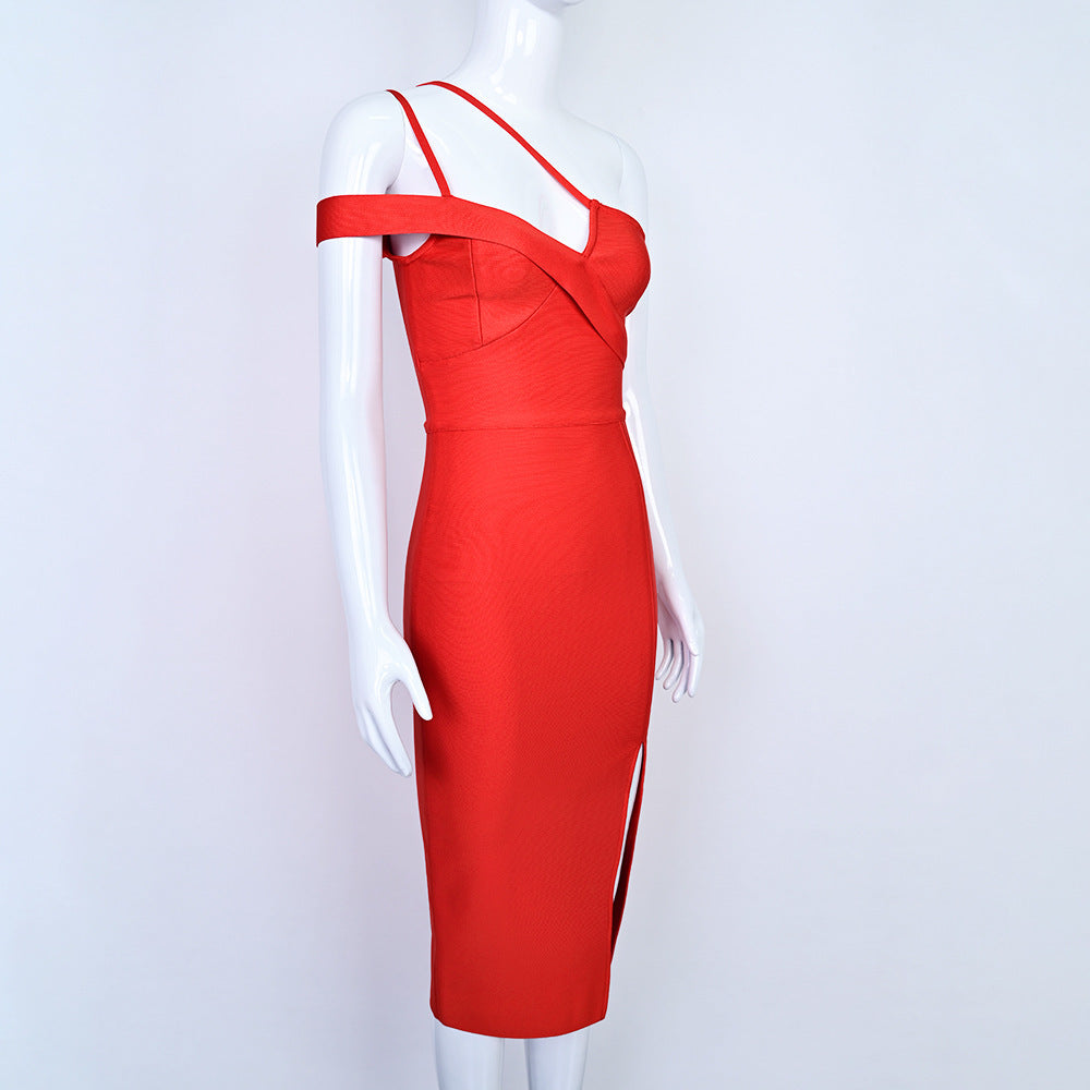 Red Bandage Tight Elastic Dress