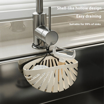Milky White Sink Filter Rack - Shell Design Storage Solution - Mallora Shop