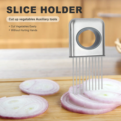 Stainless Steel Onion Holder Slicer - Vegetable Cutter Gadget - Mallora Shop