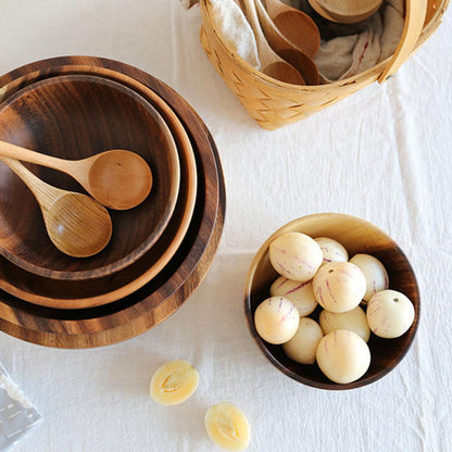 Natural Wooden Bowl - Handcrafted Fruit & Salad Bowl - Mallora Shop
