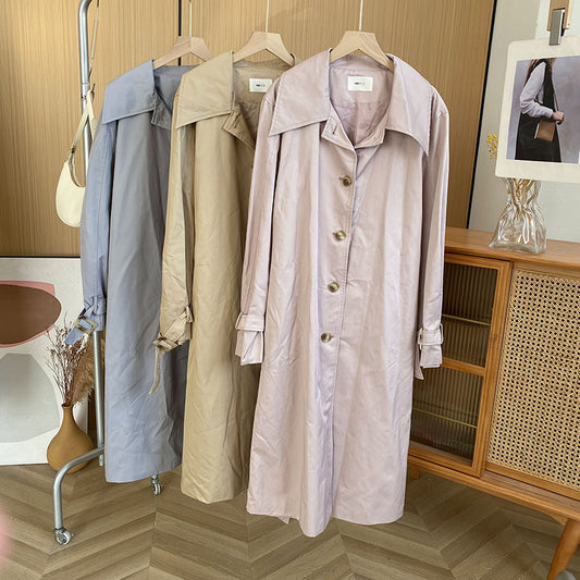 Women Loose Fitting Long Sleeved Trench Coat Jacket