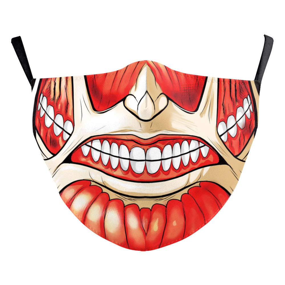 Digital Printing Halloween Funny Face Skull Double-layer Mask