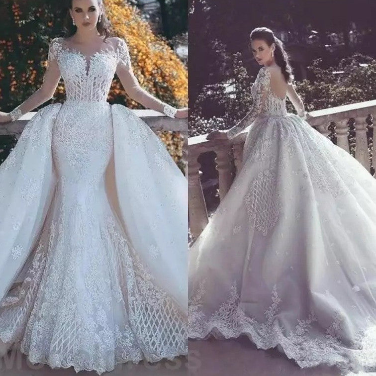 Africa Mermaid Wedding Dresses Long Sleeves Bridal Gowns