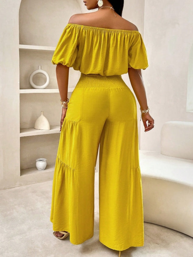 Women's Short Sleeve Suit With Summer Sleeve Pleats