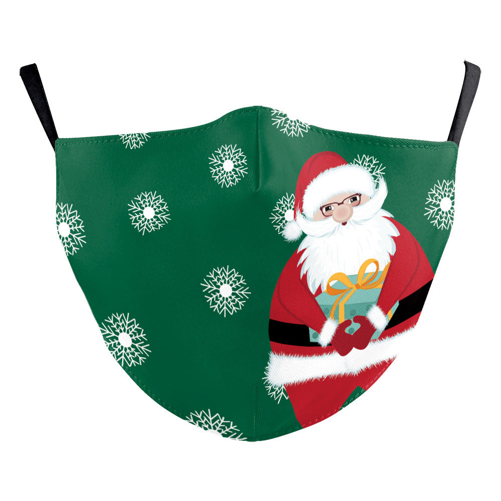 Christmas Beard Digital Printing Double Layer Dustproof Mask