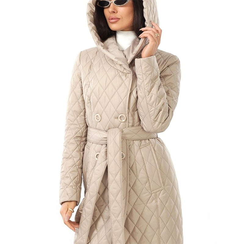 Women Winter Clothing Coat Hooded Padded Cotton Coat Lightweight