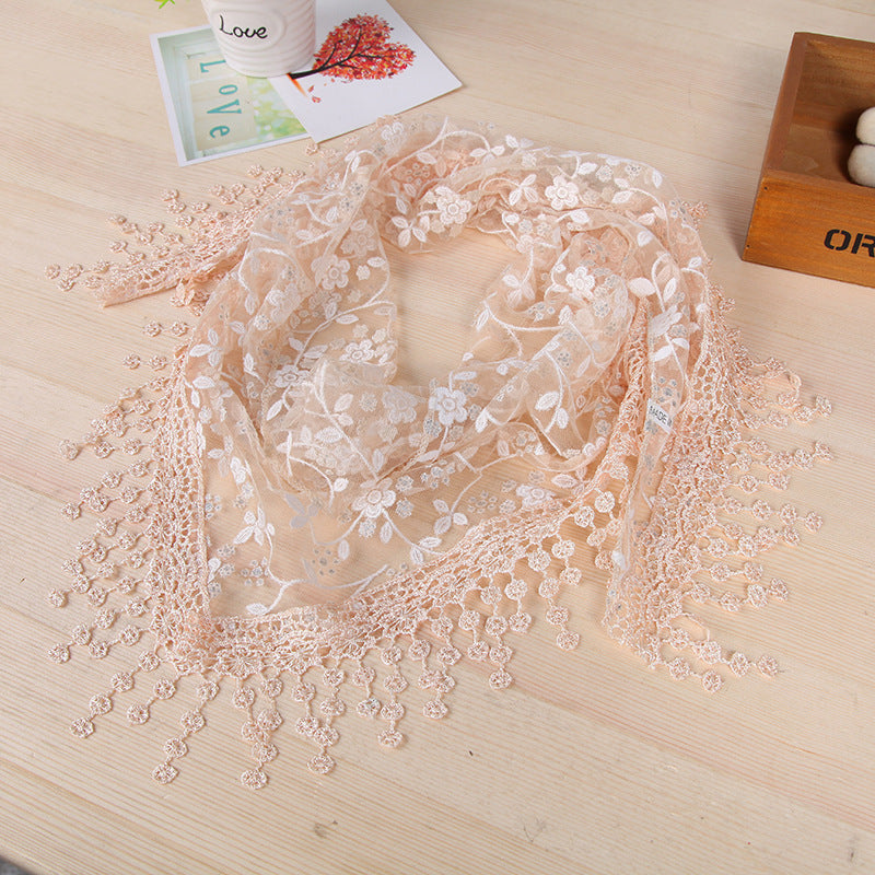 Women's New Creative Lace Fringed Silk Scarf