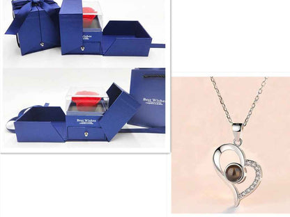 Metal Rose Jewelry Gift Box Necklace