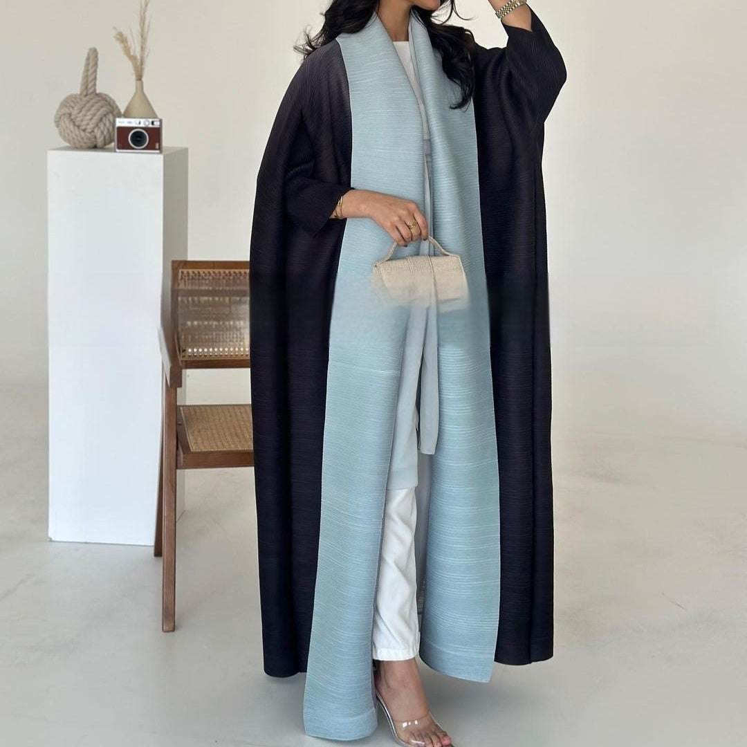 Pleated Trench Djellaba Hot-selling Printed Shawl Cardigan Ethnic Style Cloak Coat