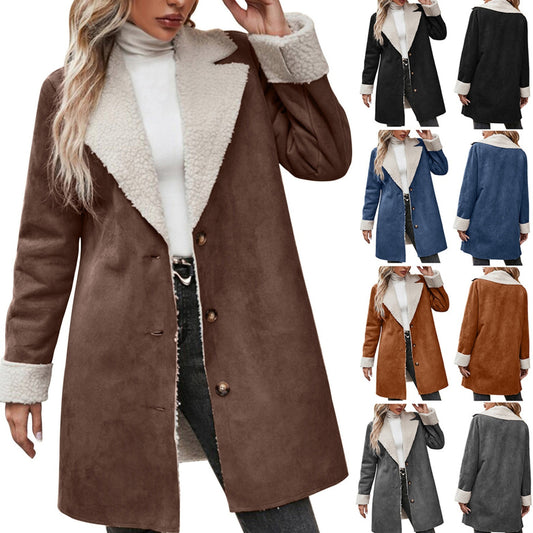 Long Sleeve Lapel Thickening Plush Coat