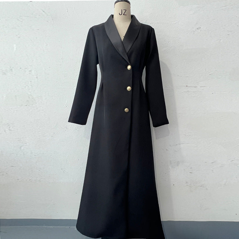 Women's Casual Long Single-breasted Trench Coat