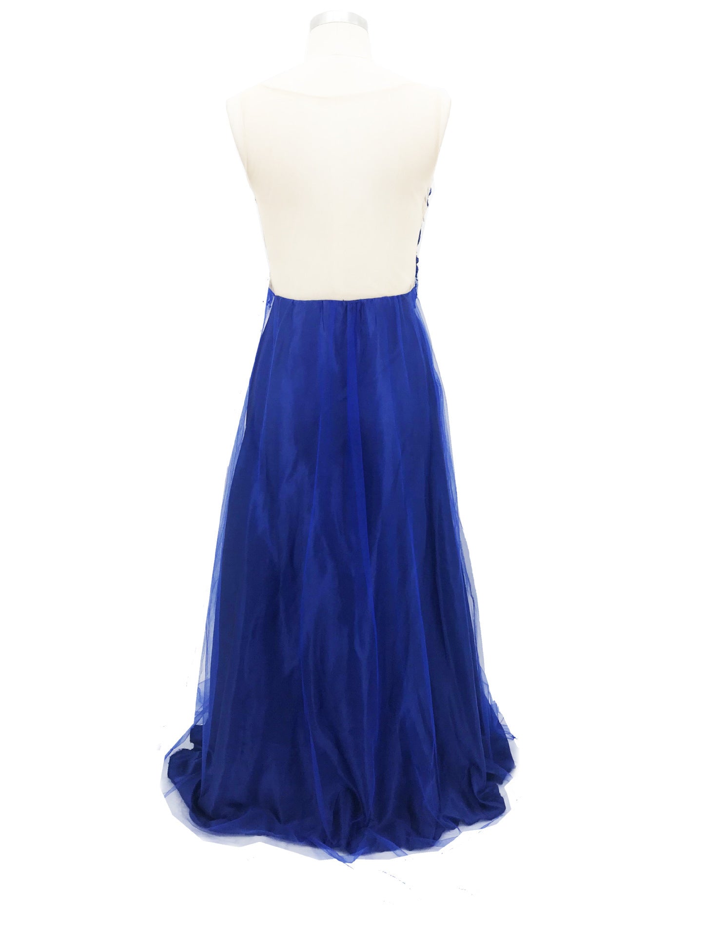 Dress Backless Beaded Ball Elegant Long Dress Blue Chiffon Dress Spot