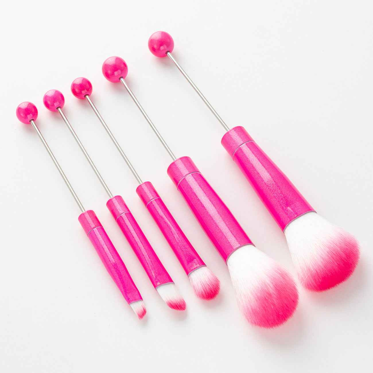 5 PCS Beaded Makeup Brush With Metal Handle Suit Makeup Tools