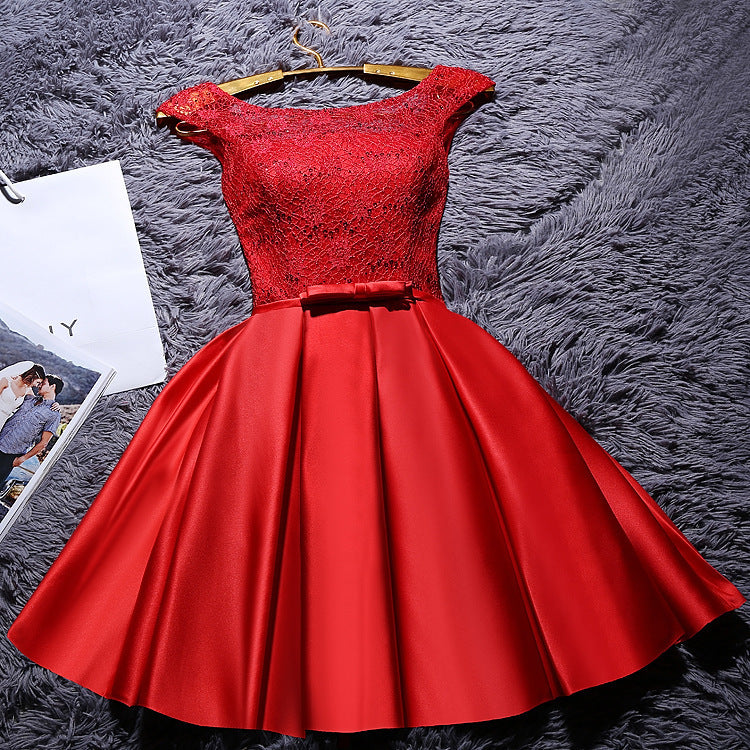 Bridesmaid Dress New Korean Version Of Girlfriends Dress Sister Group Party Dress Dress Slim Dress Red Toast Clothing