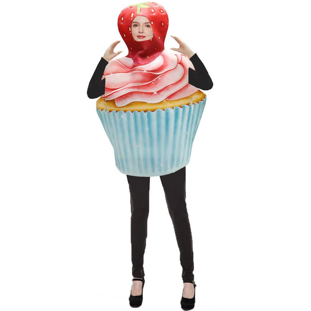 Halloween Party COS Donut Head Set Strawberry Cake Props Stage Performance Costume