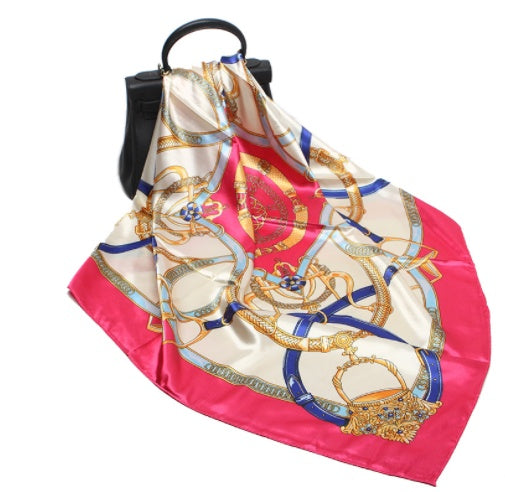 Emulation Silk Scarf Women's Classic Belt Printed Square Scarf